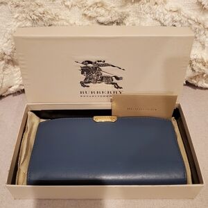 Burberry Blue Leather Continental Wallet